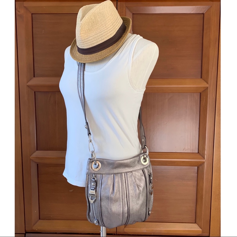 B. Makowsky Metallic Moto Crossbody